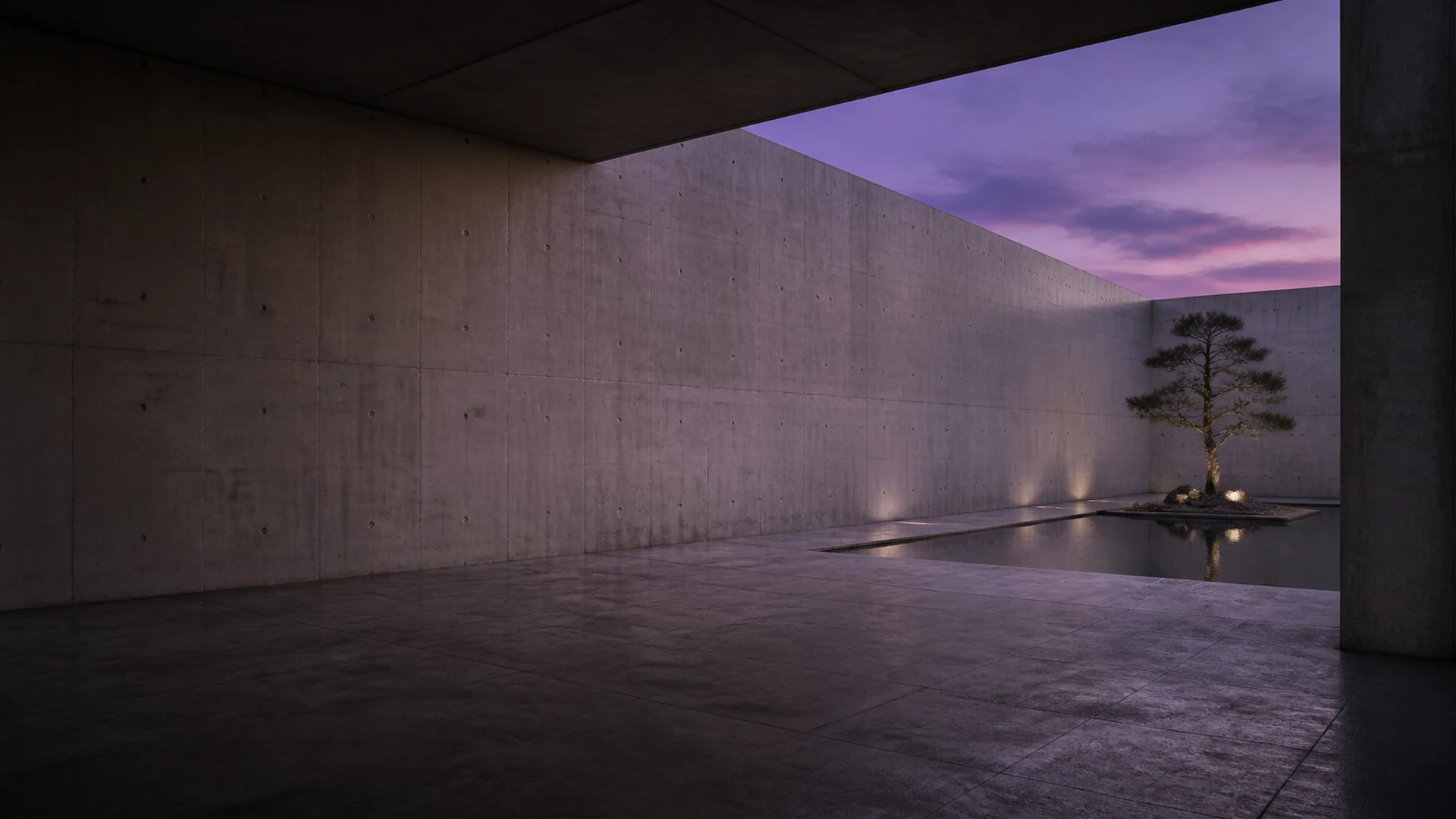 Brutalistischer Innenhof · 16:9
