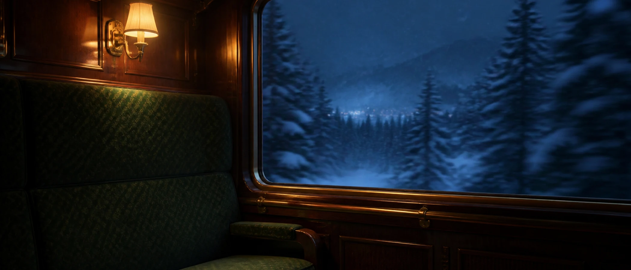 雪夜の列車個室 · 21:9