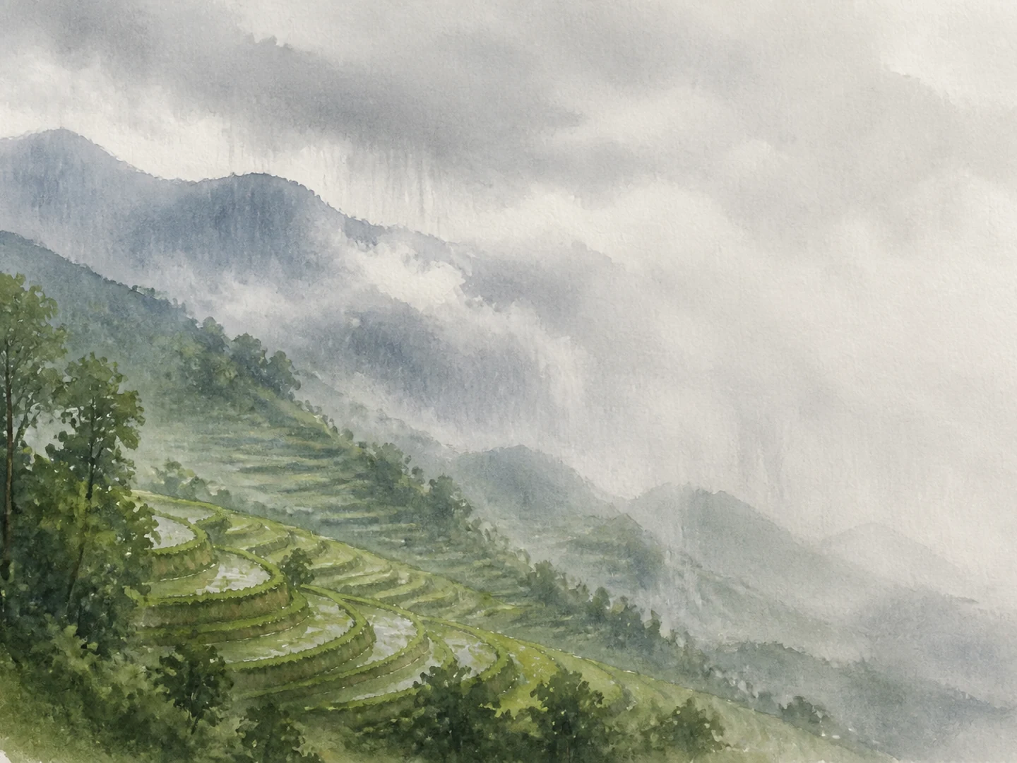 수채화 장마 언덕 · 4:3