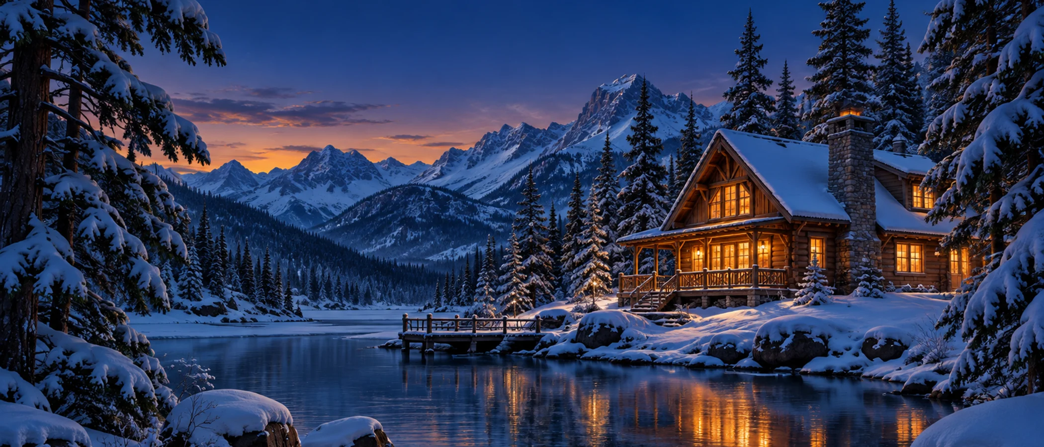 雪降る山小屋の夜 · 21:9
