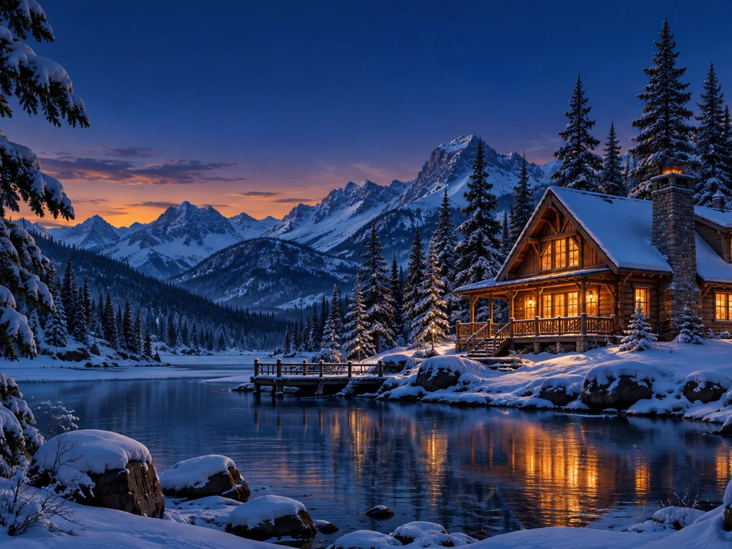 雪降る山小屋の夜 · 4:3